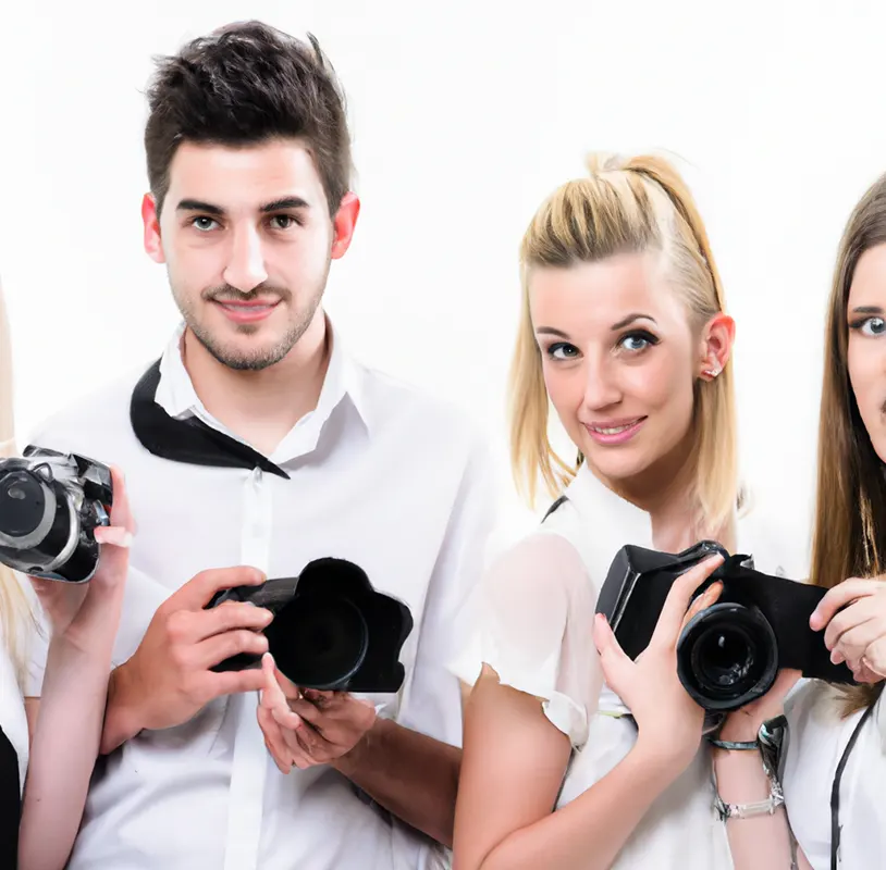 young people with photo cameras