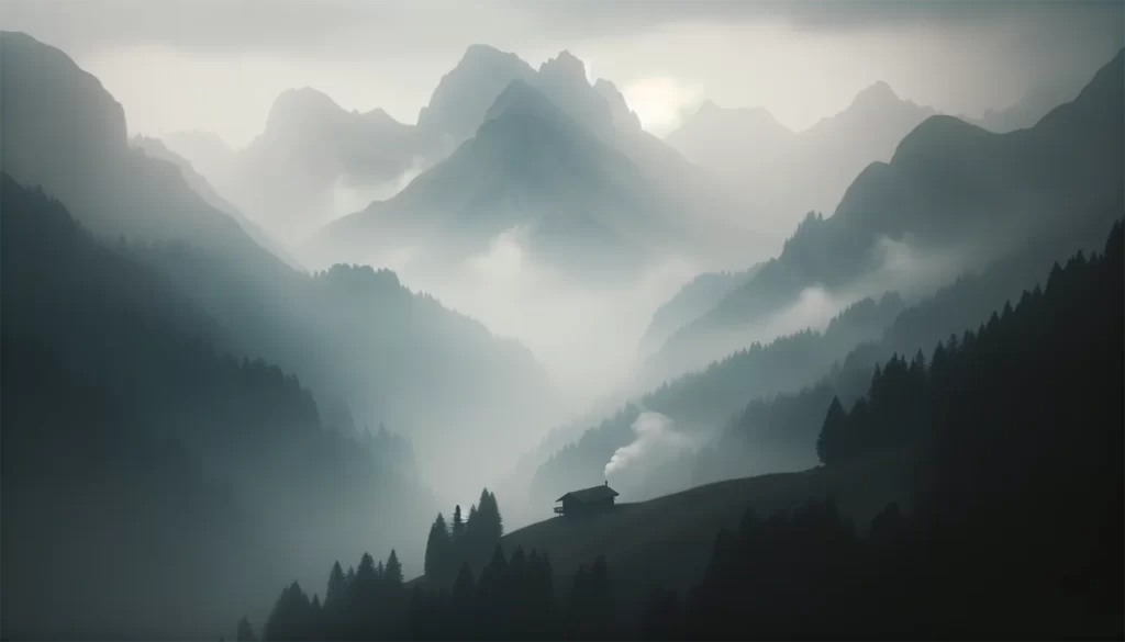 Misty mountain valley