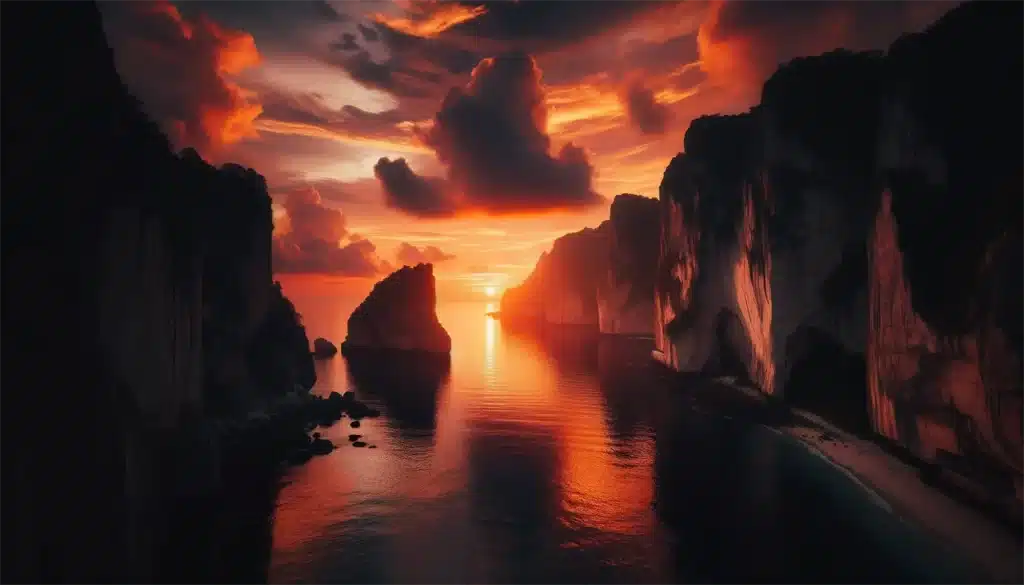 Coastal sunset with improved contrast