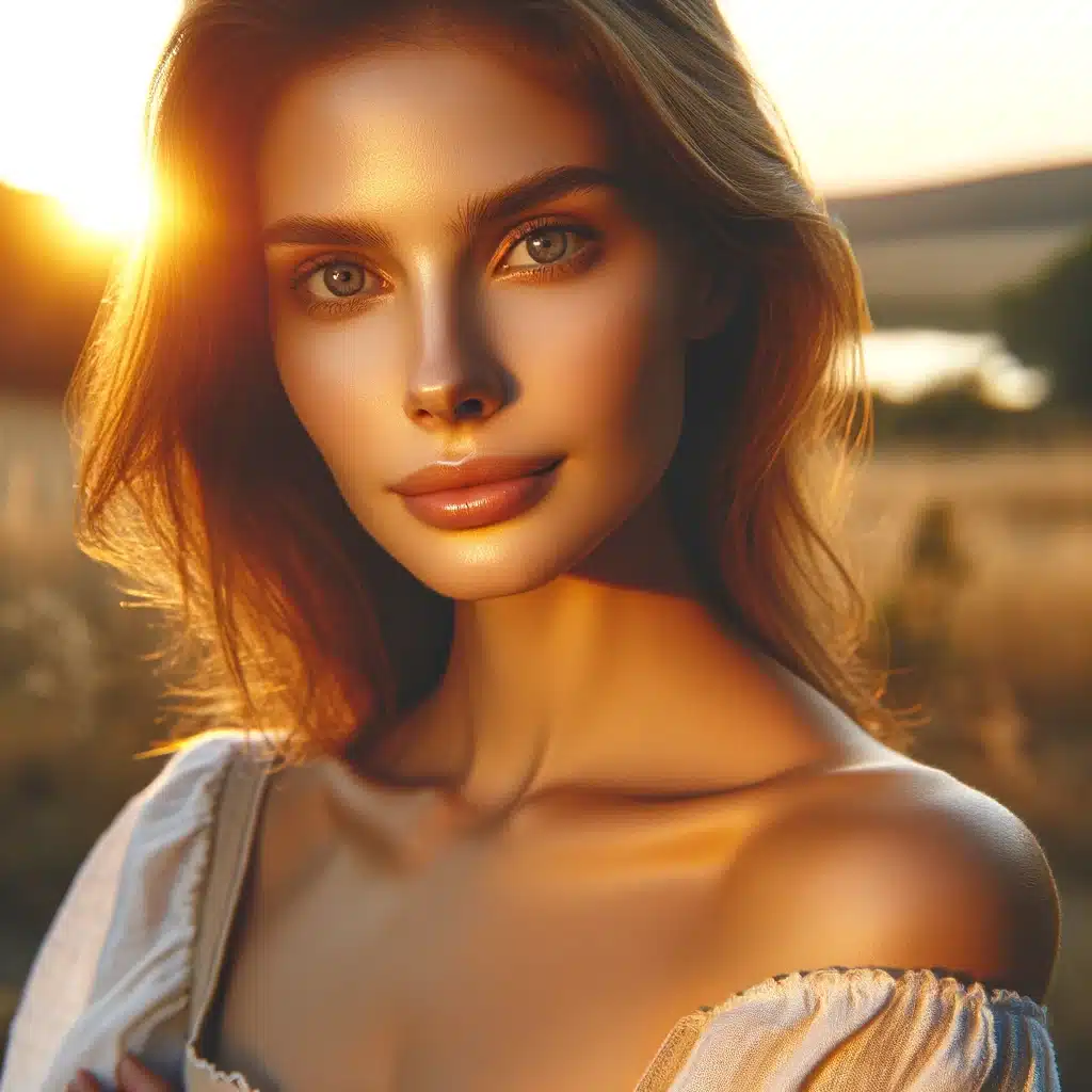 Portrait during the golden hour, using a reflector to enlight the subject