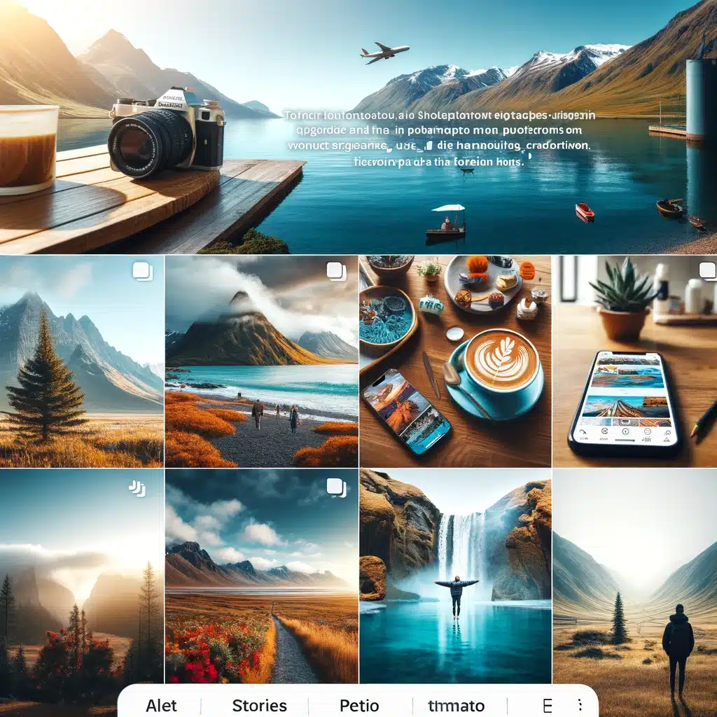 Screenshot of a travel photographer's professional Instagram profile showcasing a grid of stunning landscape photos, highlighted stories for different destinations, and a bio with a website link.