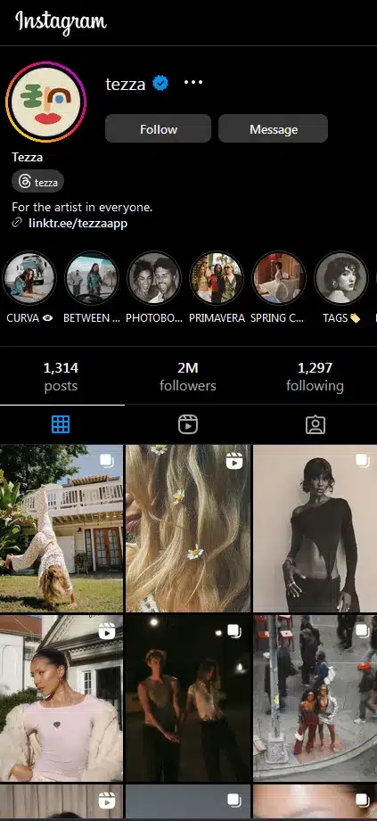 Instagram account of @tezza