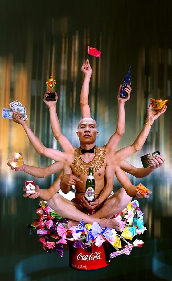 Wang Qingsong staged photograph showing commentary on consumerism and Western influence in contemporary China