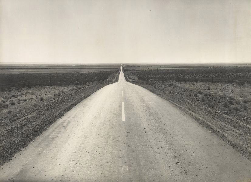 Dorothea Lange, US 54, north of El Paso, Texas, 1938. One of the roads of immigrants towards the west.