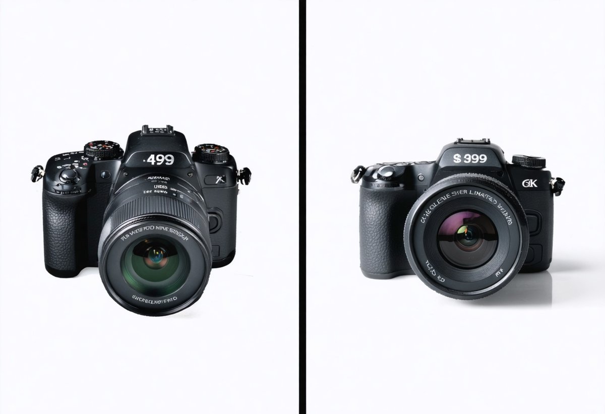 price comparison between new and used camera equipment showing cost savings