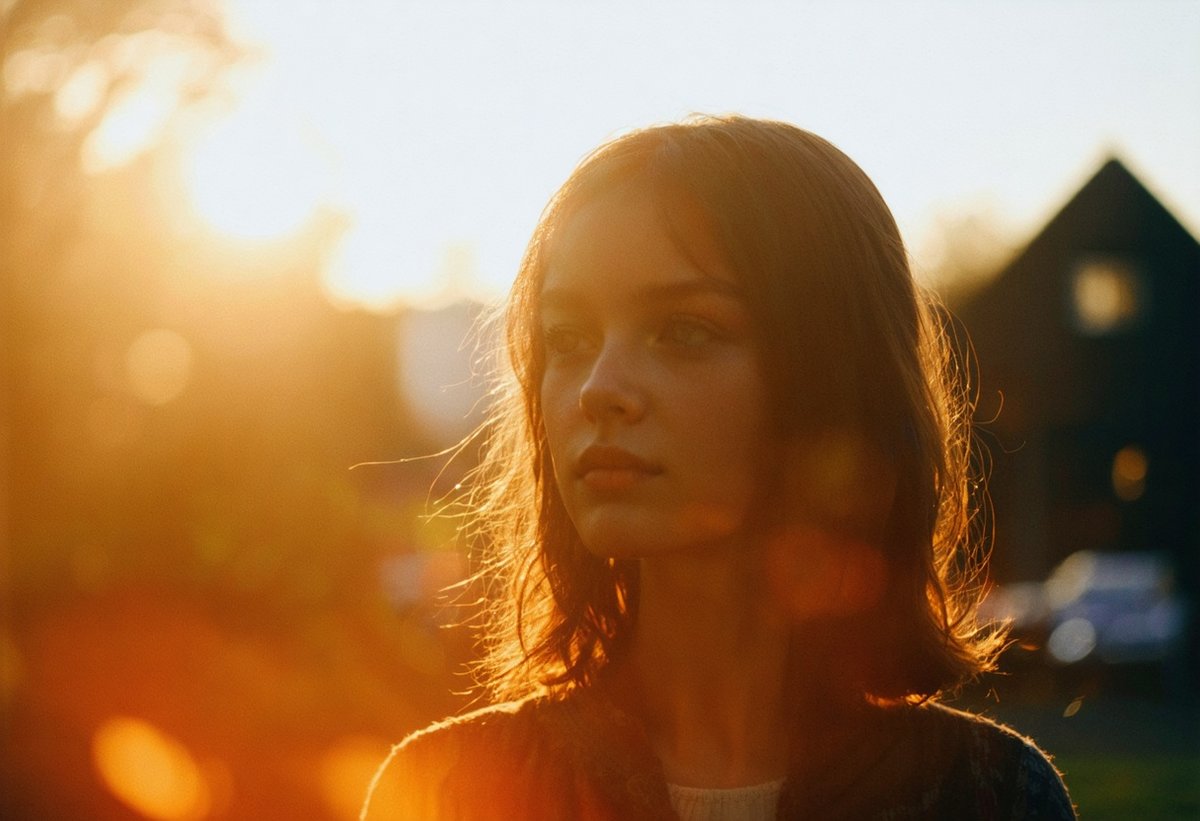 Portrait photo with vintage lens showing swirly bokeh effect and dreamy soft focus characteristic of classic camera glass